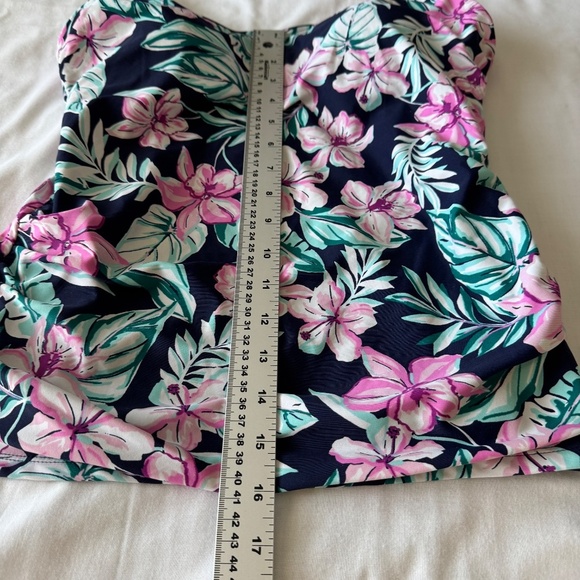 Krista Women's Large Dark Floral Tankini Swim‎ Top Spaghetti Straps Multicolor - Picture 12 of 15